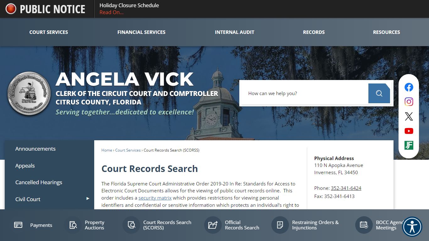 Court Records Search | Citrus County Clerk of Courts, FL