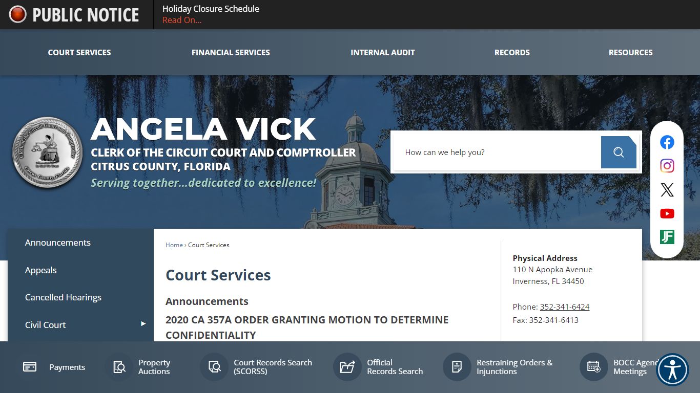 Court Services | Citrus County Clerk of Courts, FL
